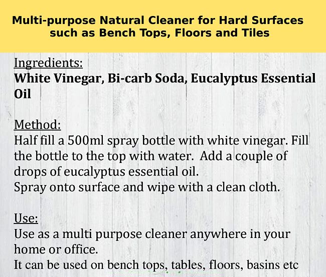 A good simple recipe for a universal cleaner for hard surfaces including bench tops